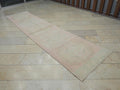 Vintage Low Pile Oushak Rug Runner: 2.9"x11.9" Wool Anatolian Rugs
