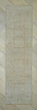 Vintage Oushak Rug Runner: 2.5"x9.2' Pastel Wool Carpet