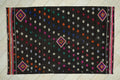 Dark Brown Turkish Kilim Rug: Goat Hair Wool, Mid-Century Modern Rugs. 6,4x10,1 Feet.