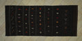 Vintage Turkish Kilim Rug: Brown Stripe, Goat Hair Embroidery Rugs 5"x11.7" Ft.