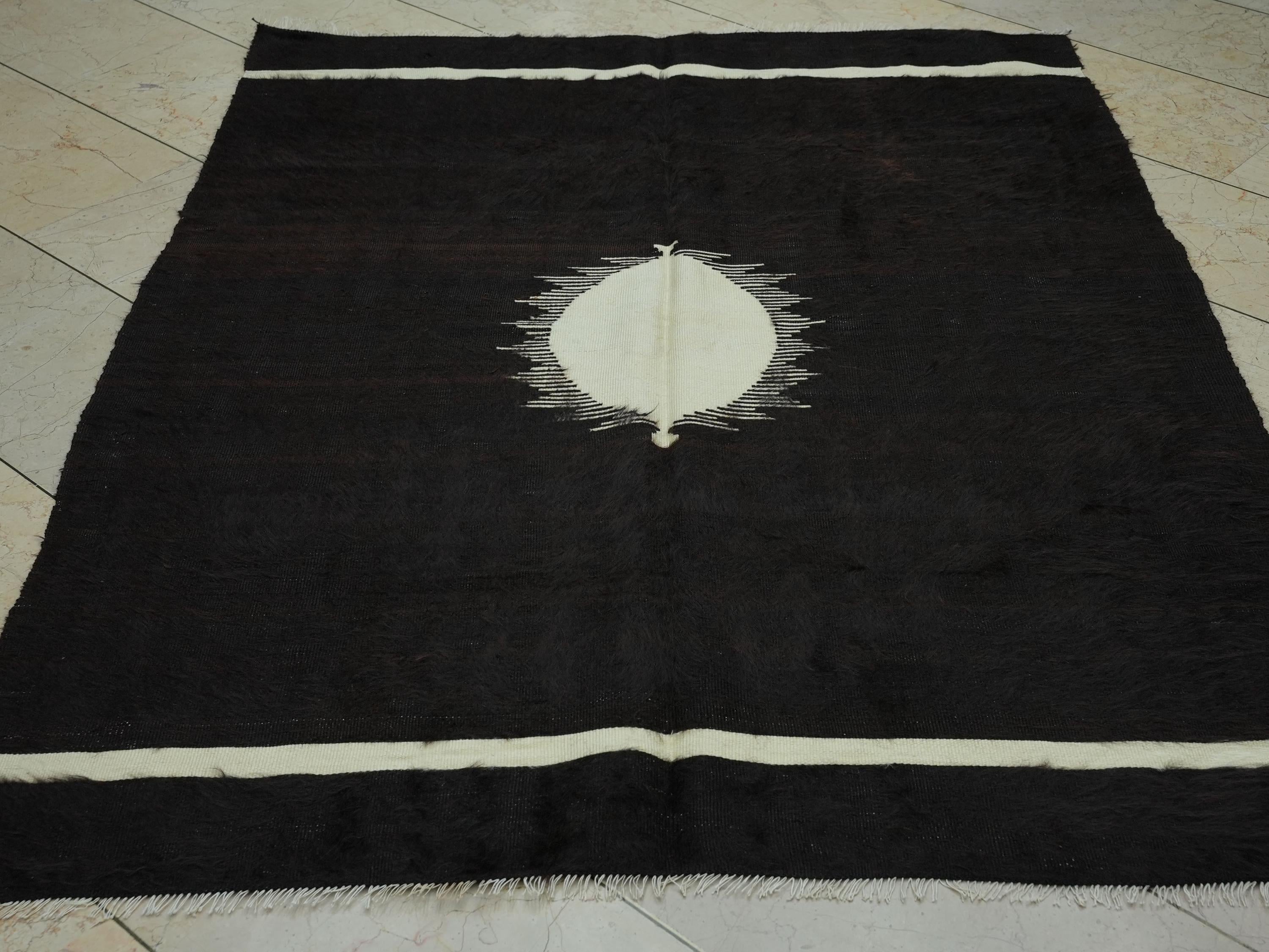 Navajo Style Turkish Blanket Kilim Rug: 4.6x5.9 Feet, Antique Siirt  Shaggy Rugs.
