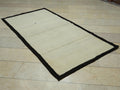 Vintage Cream Kilim Rug: 3.7"x7.2" Hand Woven Turkish Wool Rugs