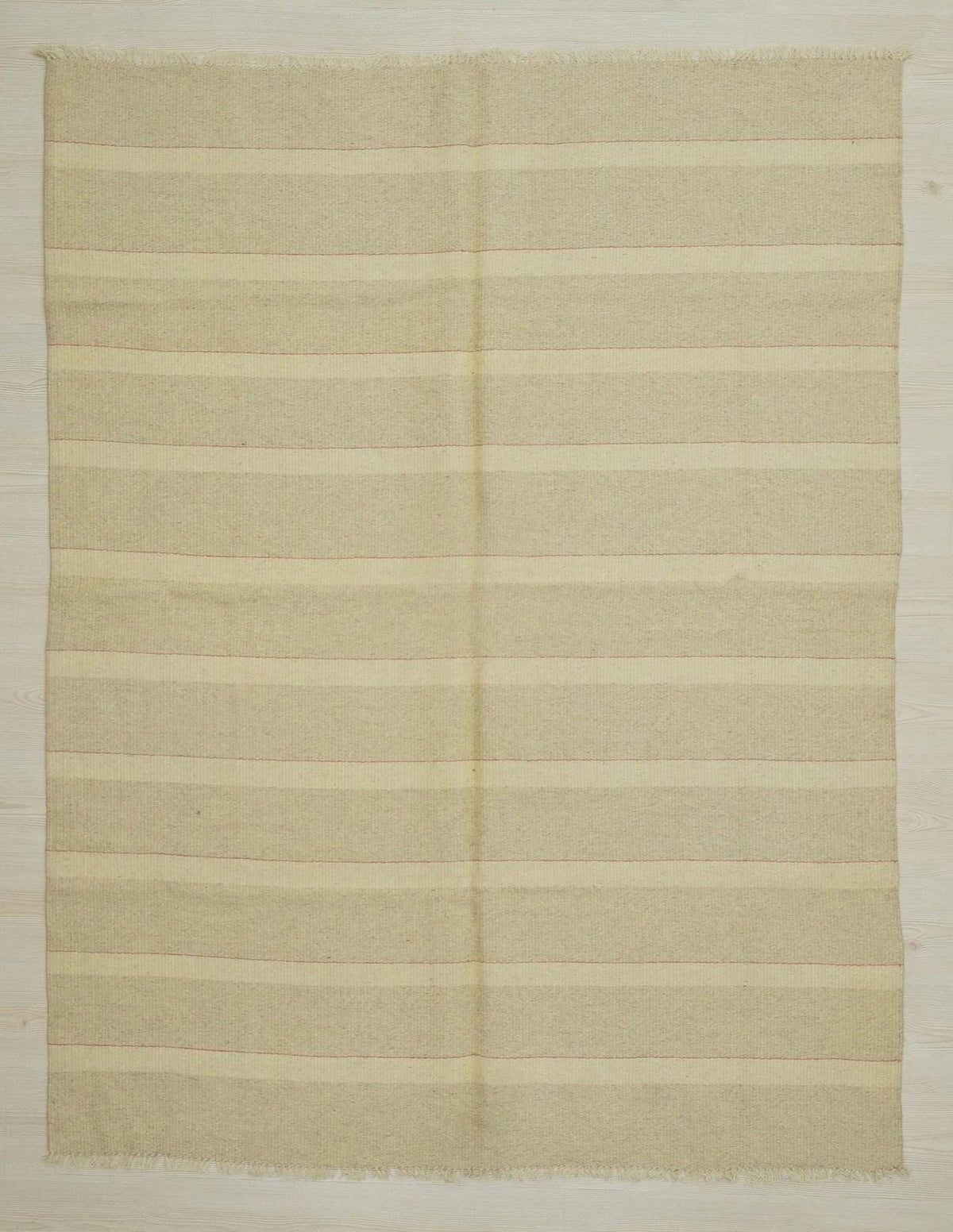 Striped Wool Kilim Rug: Small Bohemian Flat Weave Rugs, 5.2x6.8 ft.