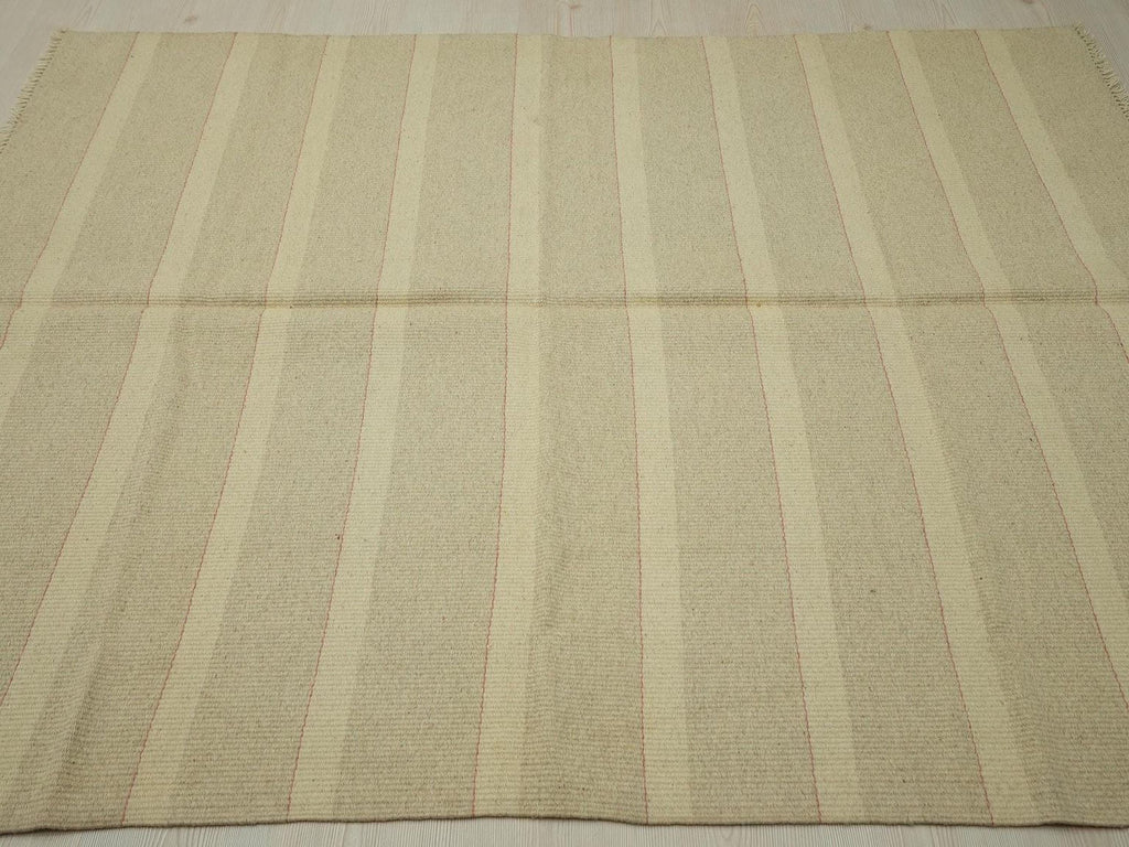 Striped Wool Kilim Rug: Small Bohemian Flat Weave Rugs, 5.2x6.8 ft.
