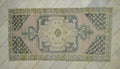Salmon Pink Vintage Oushak Rug: Turkish Wool Area Carpet, 4,2x8,1 Feet.