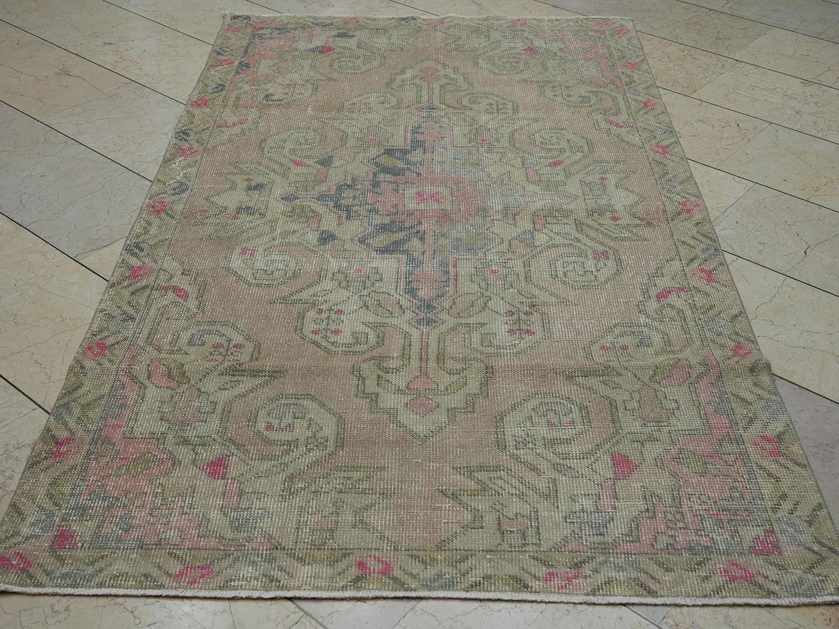 4x7 Vintage Muted Cappadocia Rug:Handmade Turkish Rugs For Home Living Floor Decor.