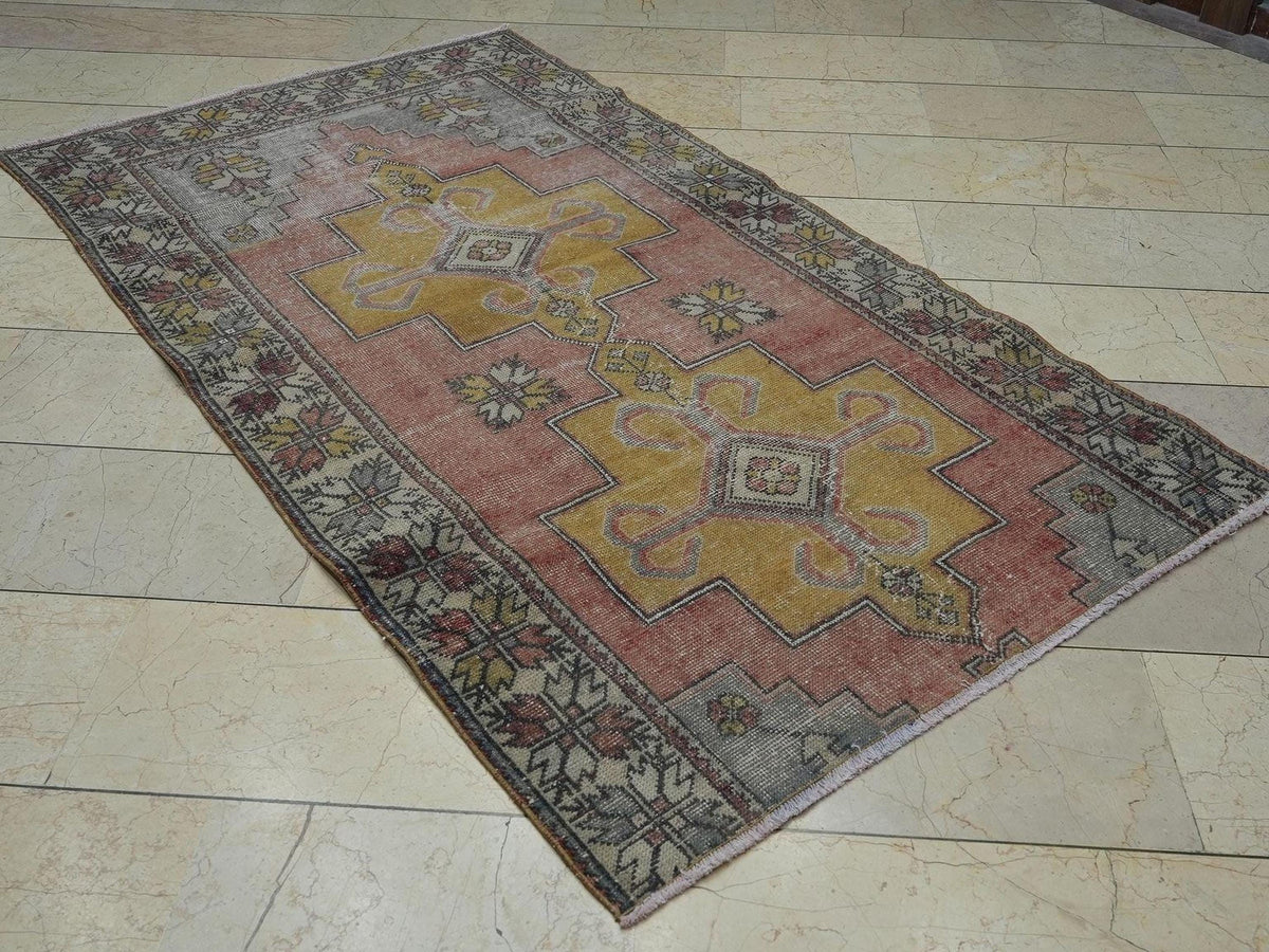 Vintage Turkish Carpet Rug,4.1x7.3 Ft,Home Living Floor Decor Rugs.
