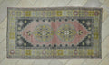 Salmon Pink Oushak Rug: Small Size Handmade Wool Turkish Rugs 4"x7.3" Feet.