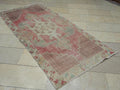 Vintage Handmade Wool Oushak Rug,3.4x7.3 Ft,Mid Century Antique Anatolian Rugs.