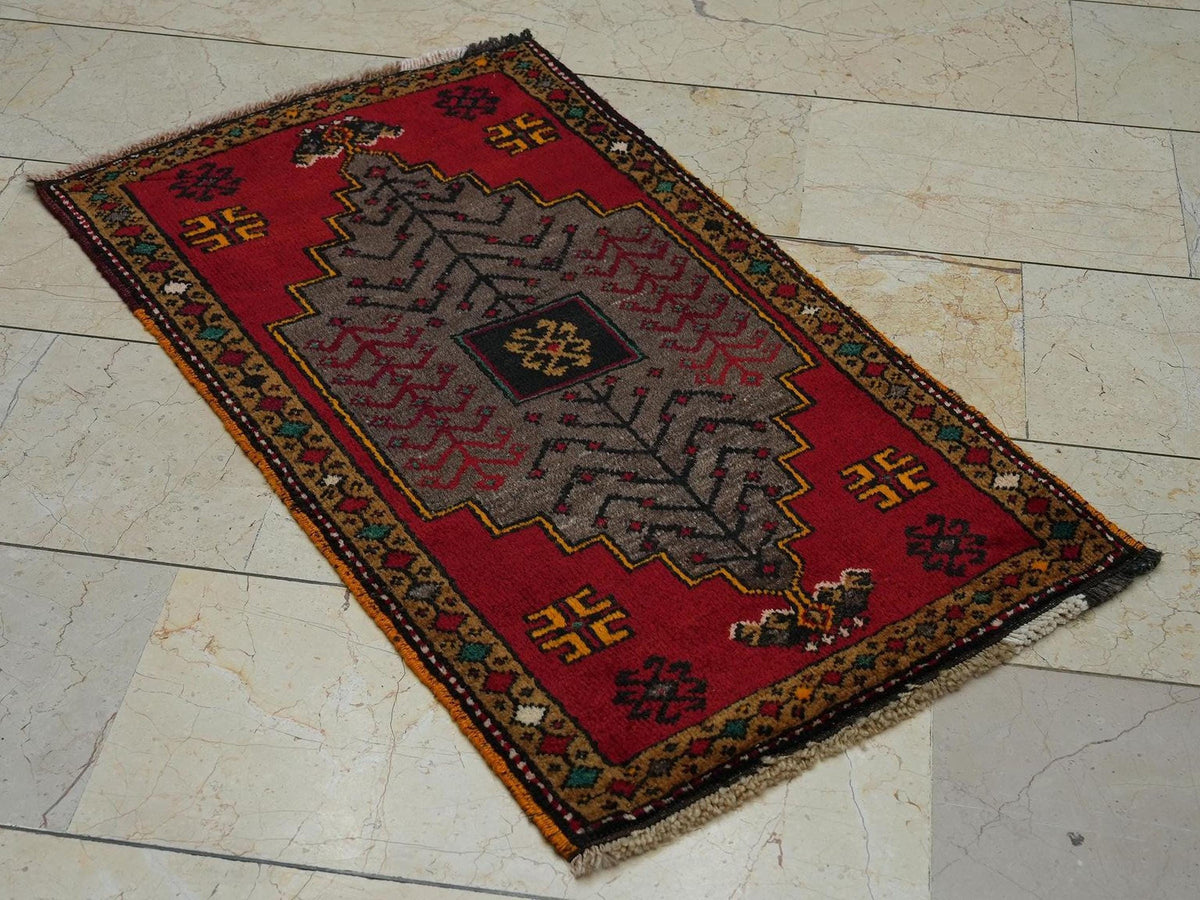 Small Size Antique Decor Handmade Wool Kars Carpet Rug: 2.1x3.7 Feet,Wall Hanging Rugs.