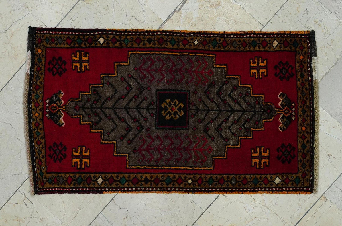 Small Size Antique Decor Handmade Wool Kars Carpet Rug: 2.1x3.7 Feet,Wall Hanging Rugs.