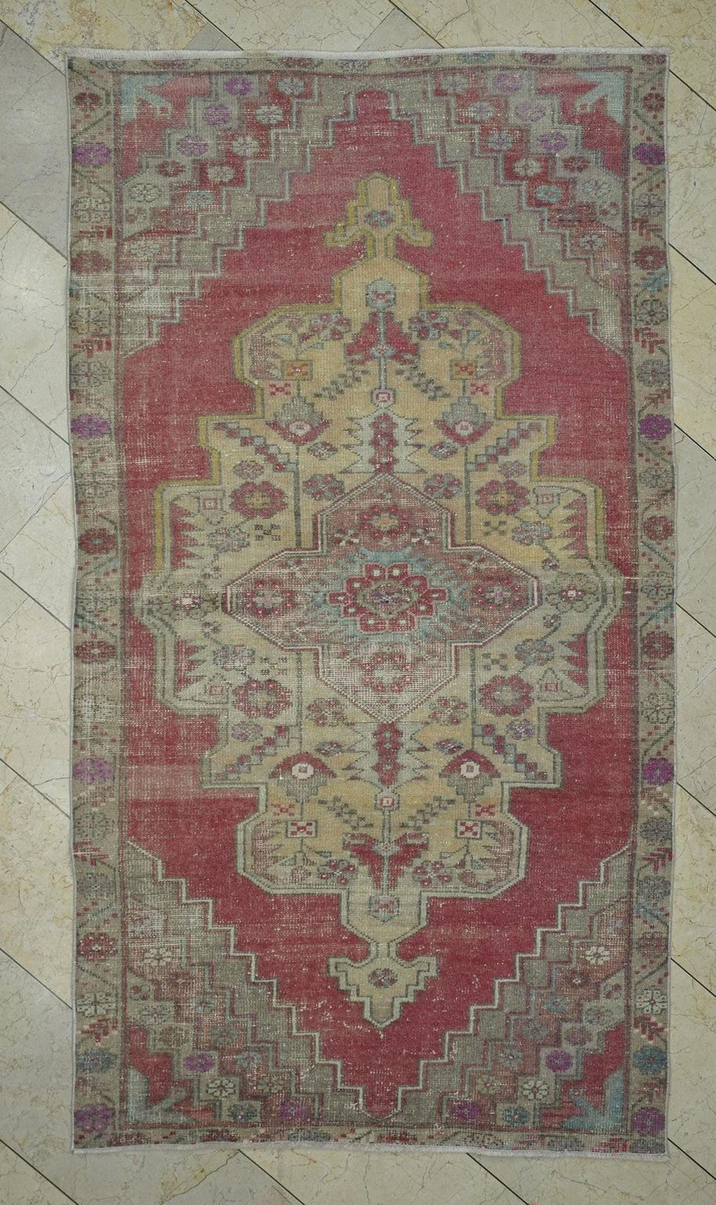 Turkish Vintage Wool Carpet Rug,4.4x8 Ft,Handmade Oushak Rugs.