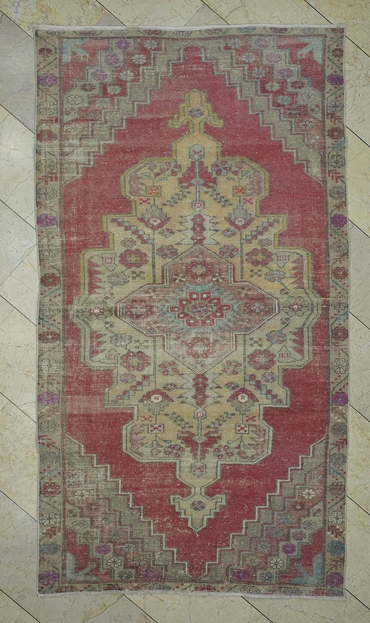Turkish Vintage Wool Carpet Rug,4.4x8 Ft,Handmade Oushak Rugs.