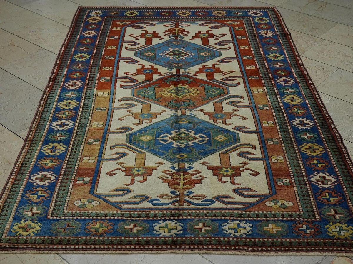 Handmade Wool Turkish Oushak Rug: 4.6 x 7.2 ft, Seasonal Decor Floral Rugs.