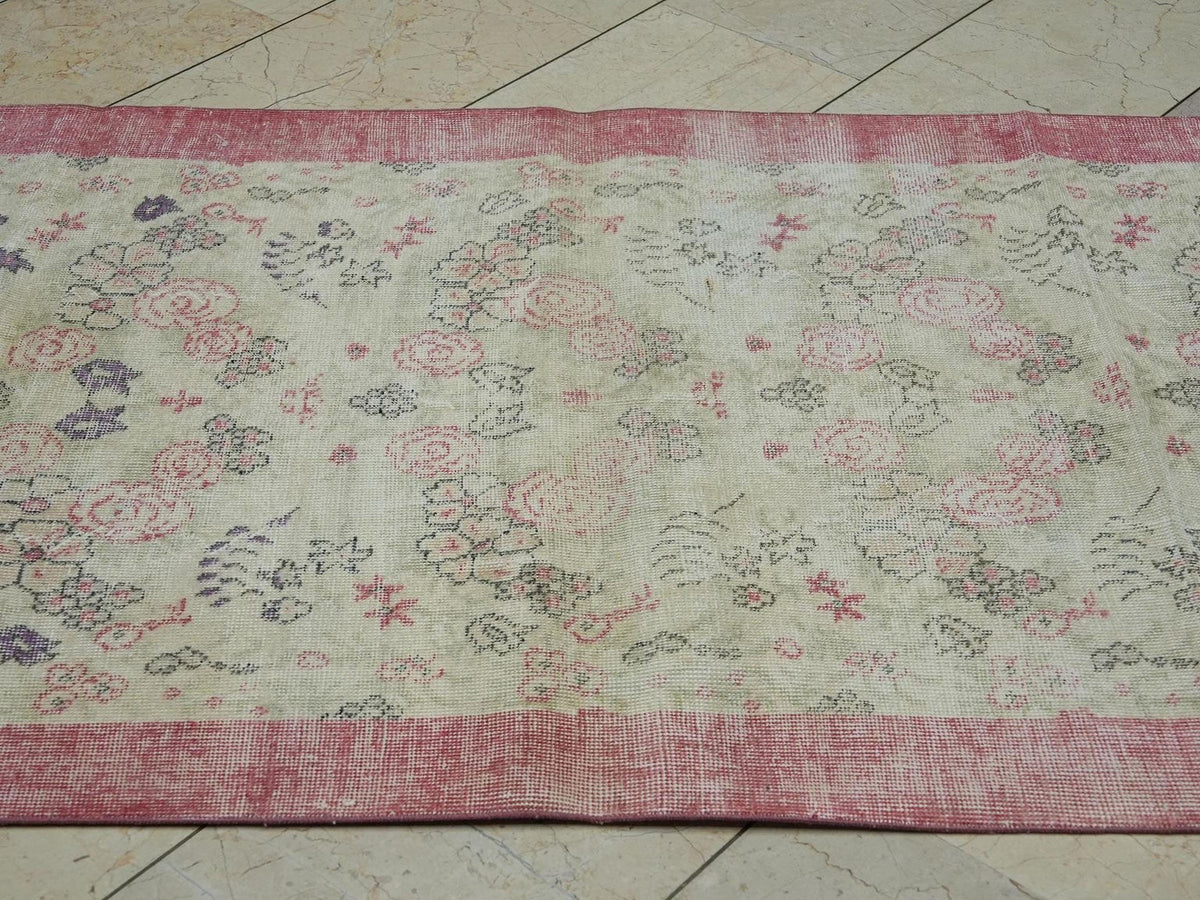 Floral One Of A Kind Vintage Oushak Rug,3.6x6.7 Ft.Small Size Winter Decor Rugs.
