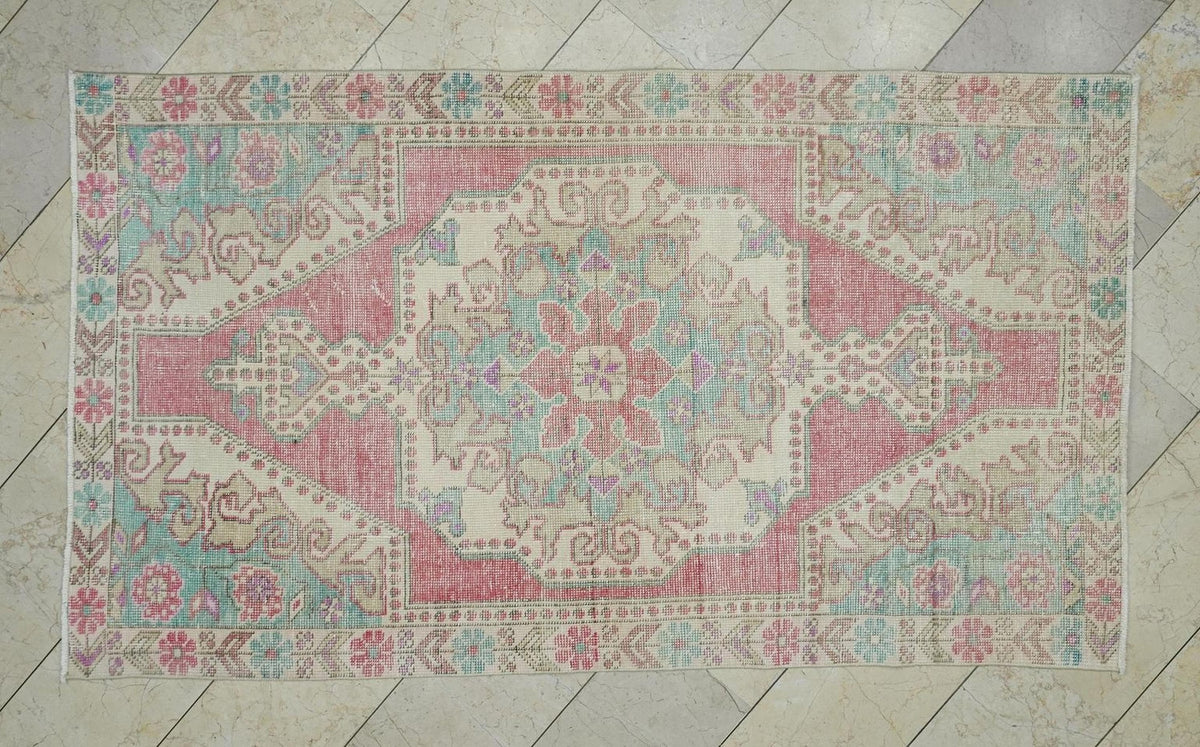 4x7 Sky Blue Vintage Oushak Rug: Home Living Decor Turkish Wool Carpet.