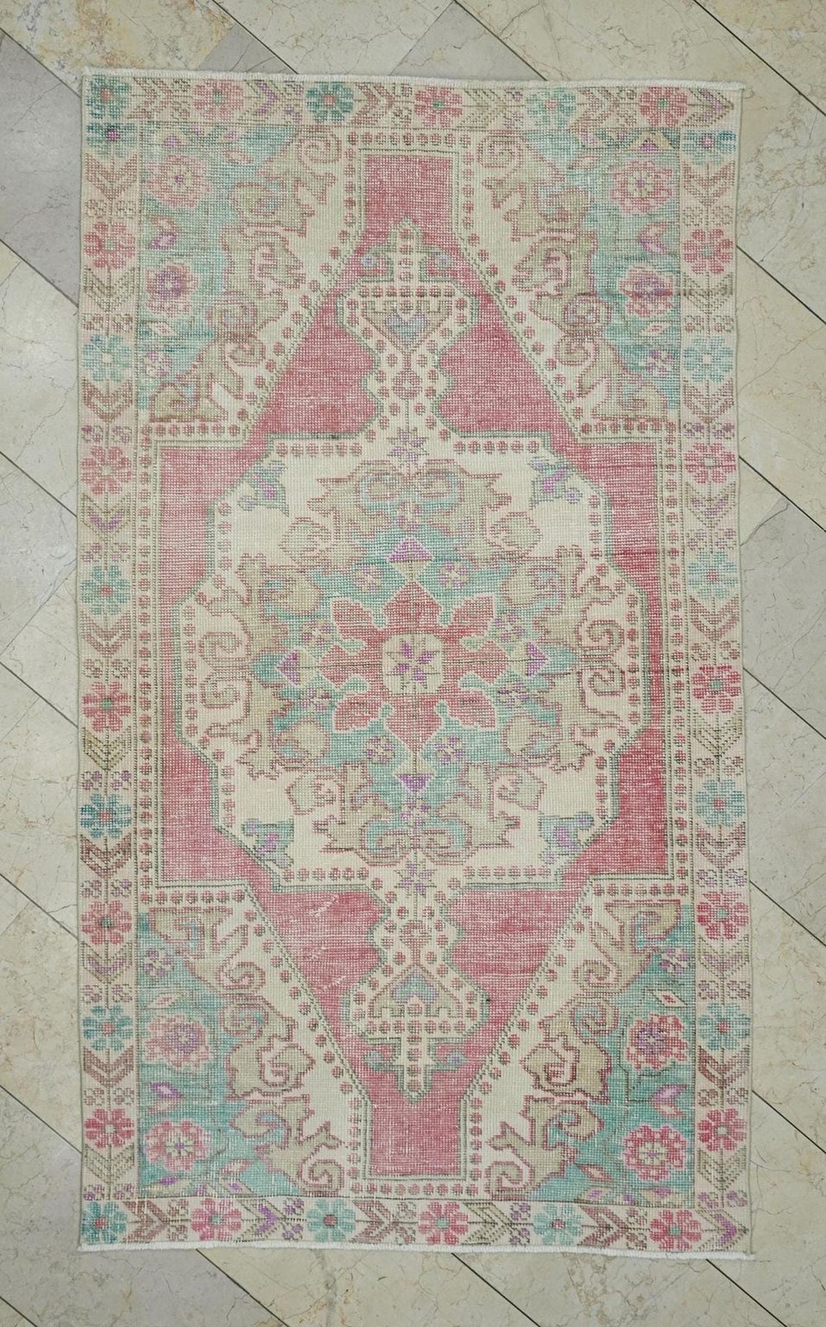 4x7 Sky Blue Vintage Oushak Rug: Home Living Decor Turkish Wool Carpet.