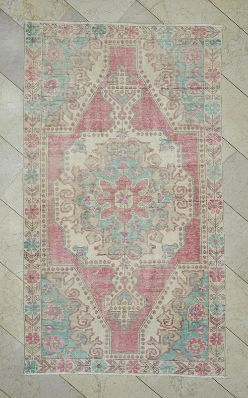 4x7 Sky Blue Vintage Oushak Rug: Home Living Decor Turkish Wool Carpet.