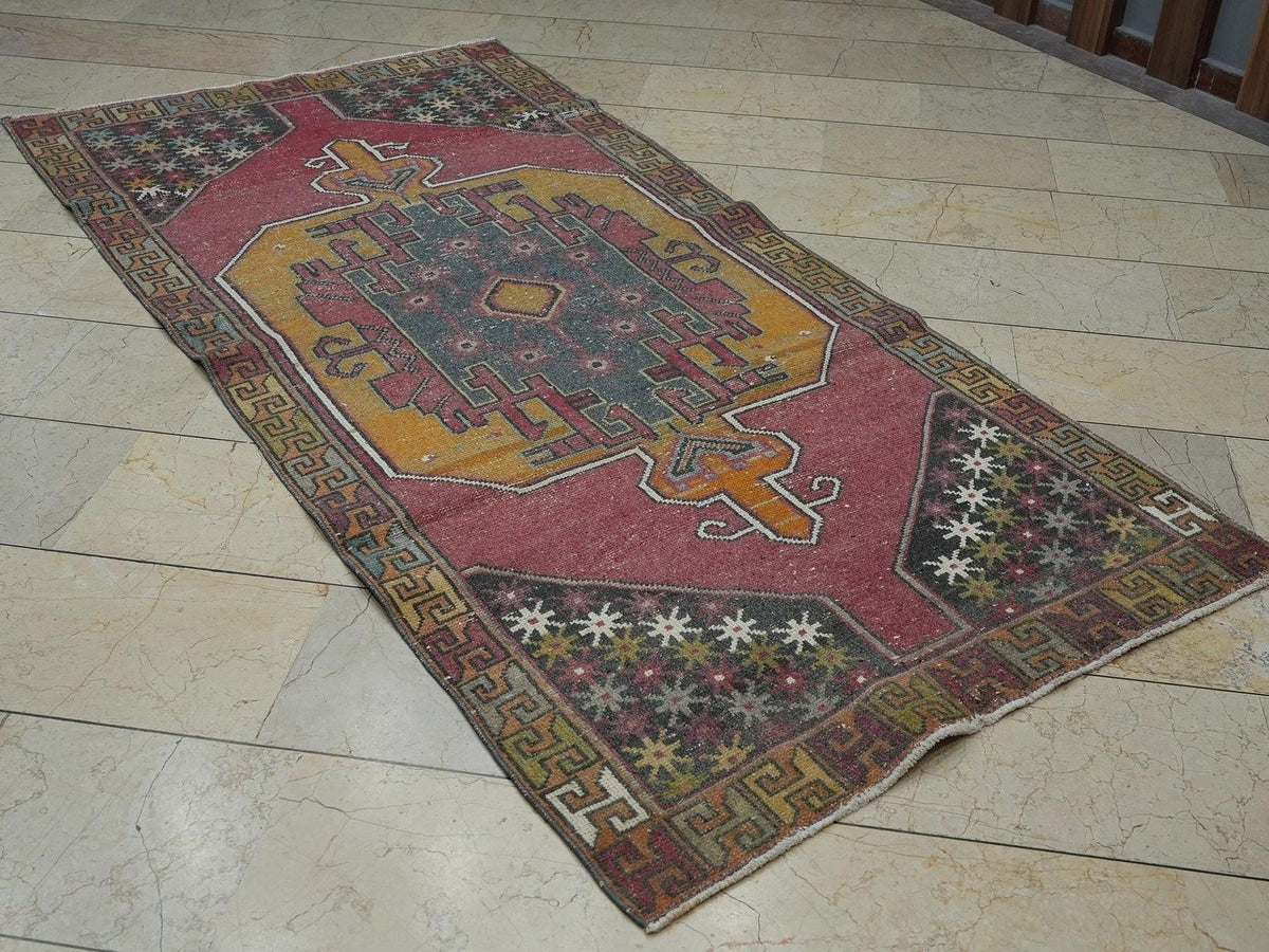 Antique Multi Colors Vintage Turkish Carpet Rug,3.9x8.3 Ft,Home Living Decor Rugs.