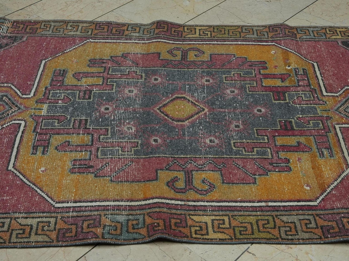 Antique Multi Colors Vintage Turkish Carpet Rug,3.9x8.3 Ft,Home Living Decor Rugs.
