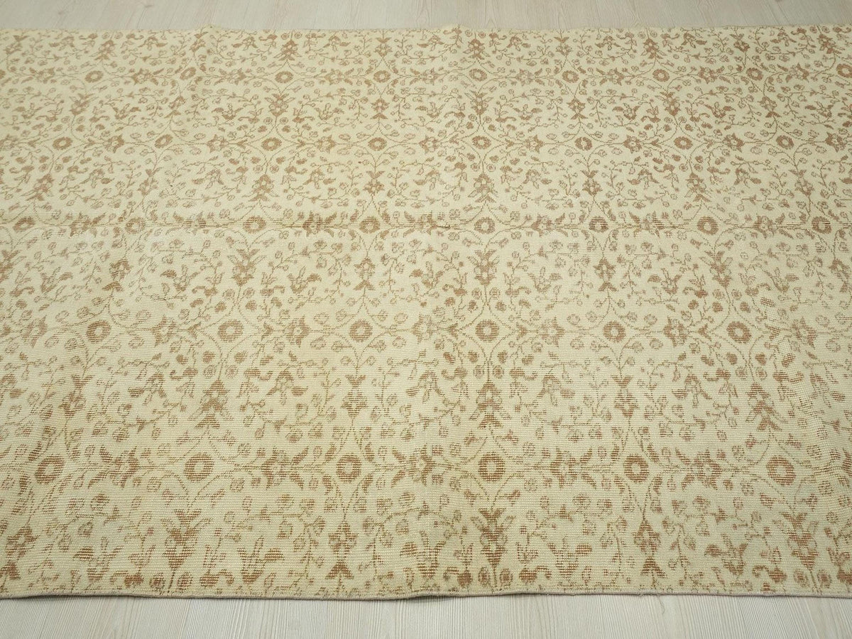 5x8 Mid-Century Modern Oushak Rug: Handmade Wool Turkish Carpet