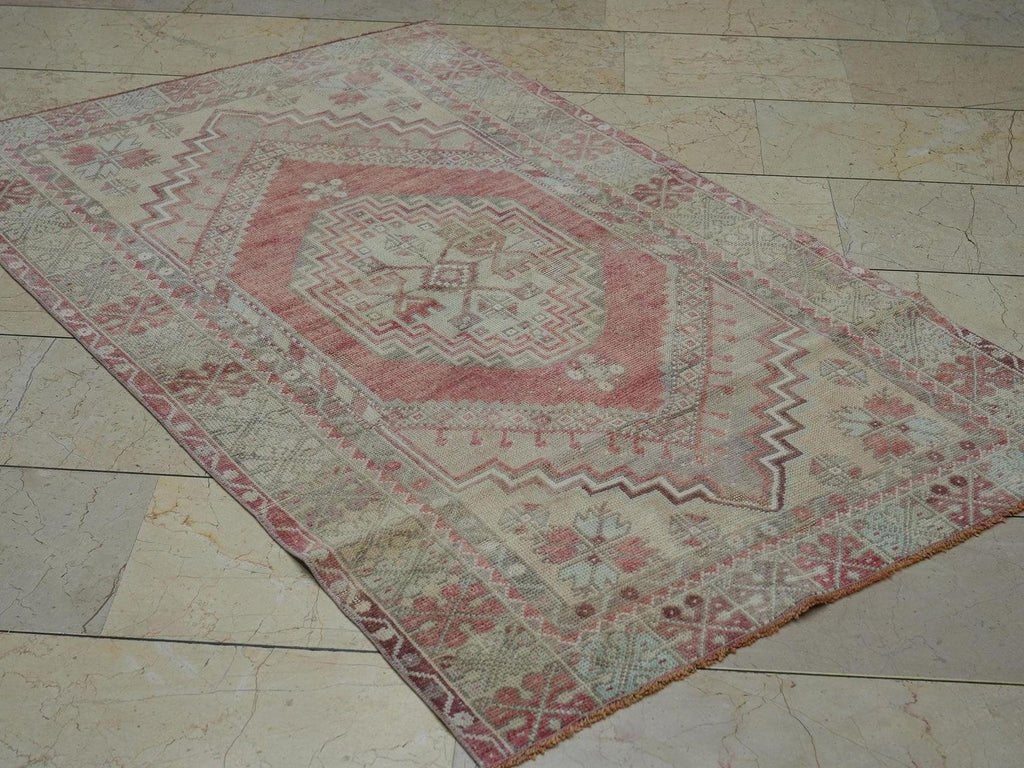 Antique Turkish Kirsehir Rug: Rare Pattern Wool Carpet, 3.5x5.7 ft