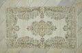 Neutral Handmade Wool Oushak Rug: 3.9"x6.7" Turkish Area Carpet