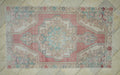 4x7 Blue And Pastel Red Mid Century Antique Turkish Carpet Rug.