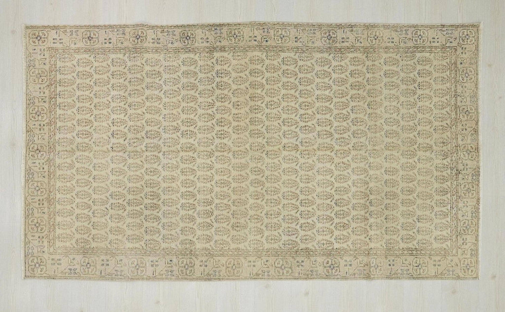 Small Anatolian Oushak Rug: Navy Blue & Beige Turkish Carpet, 4,5"x7,9" Ft.