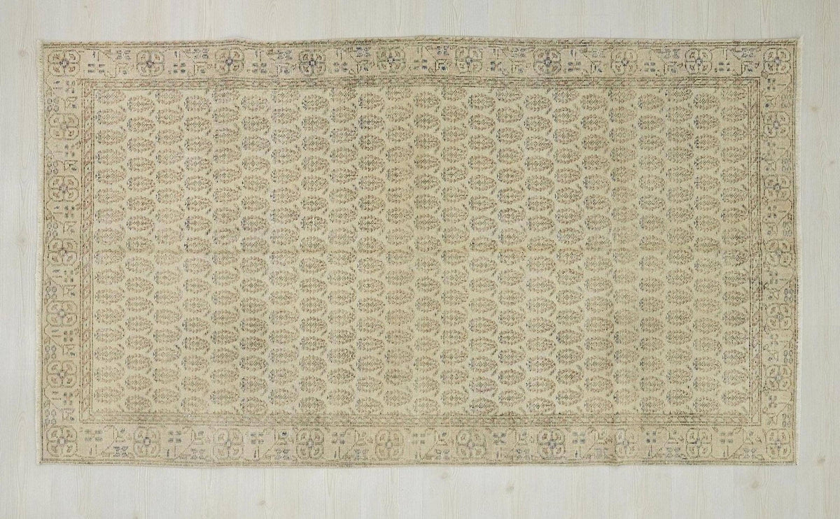 Small Anatolian Oushak Rug: Navy Blue & Beige Turkish Carpet, 4,5"x7,9" Ft.