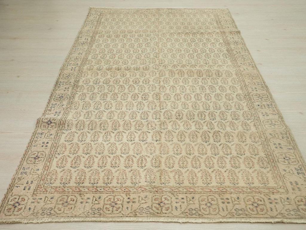 Small Anatolian Oushak Rug: Navy Blue & Beige Turkish Carpet, 4,5"x7,9" Ft.