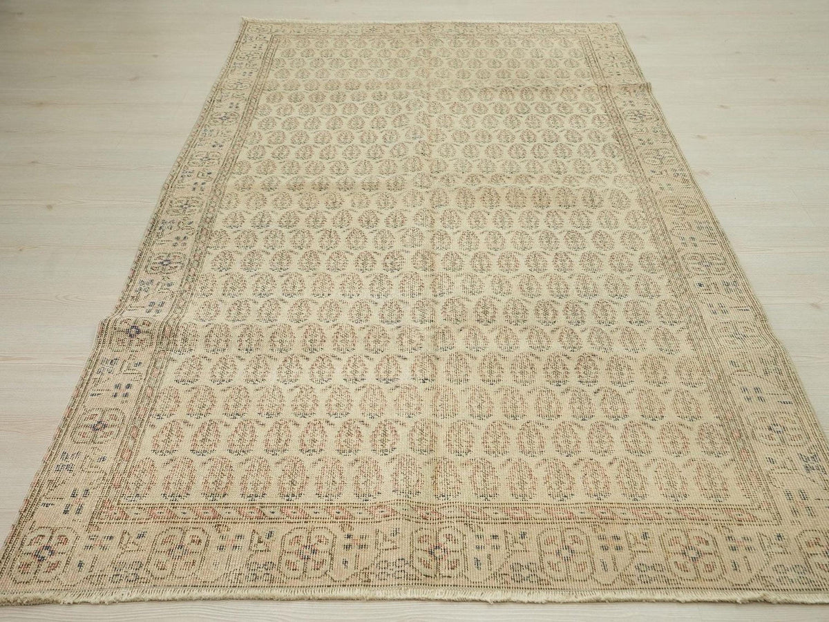 Small Anatolian Oushak Rug: Navy Blue & Beige Turkish Carpet, 4,5"x7,9" Ft.