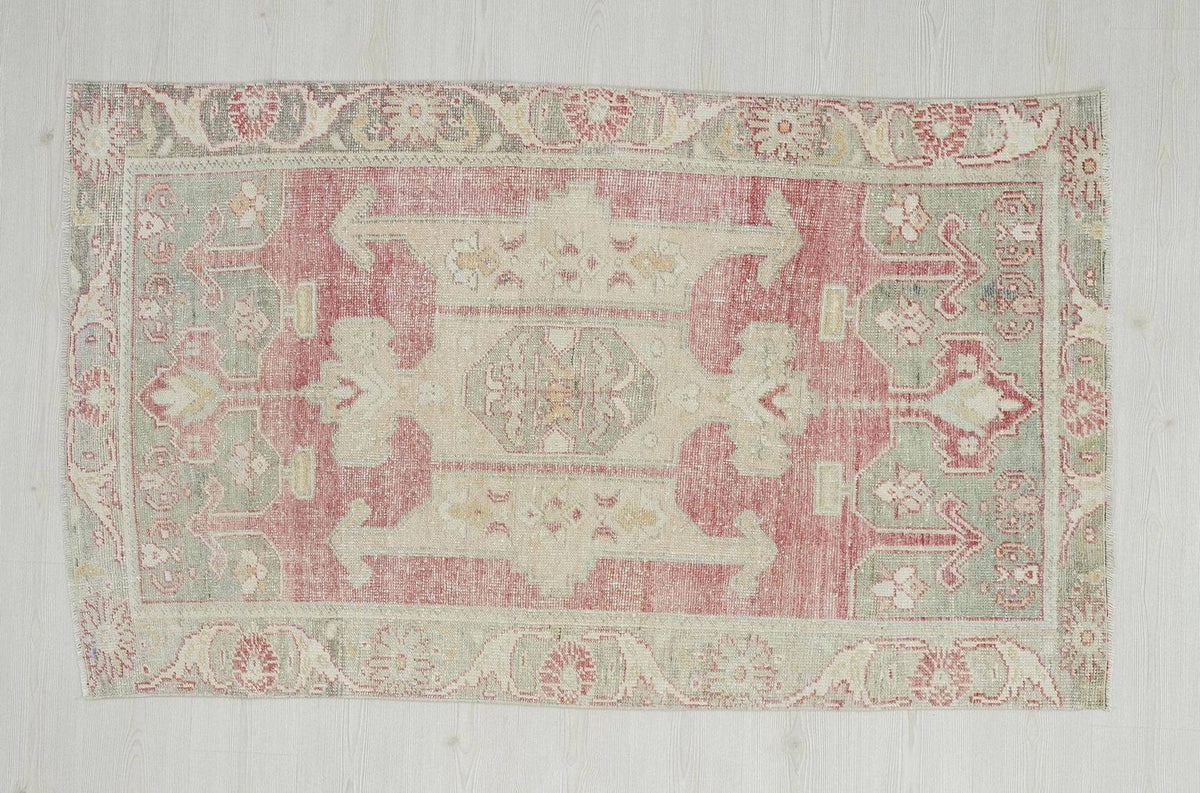 4x6 Vintage Turkish Oushak Rug: Handmade Wool, Mid-Century Modern Rugs.