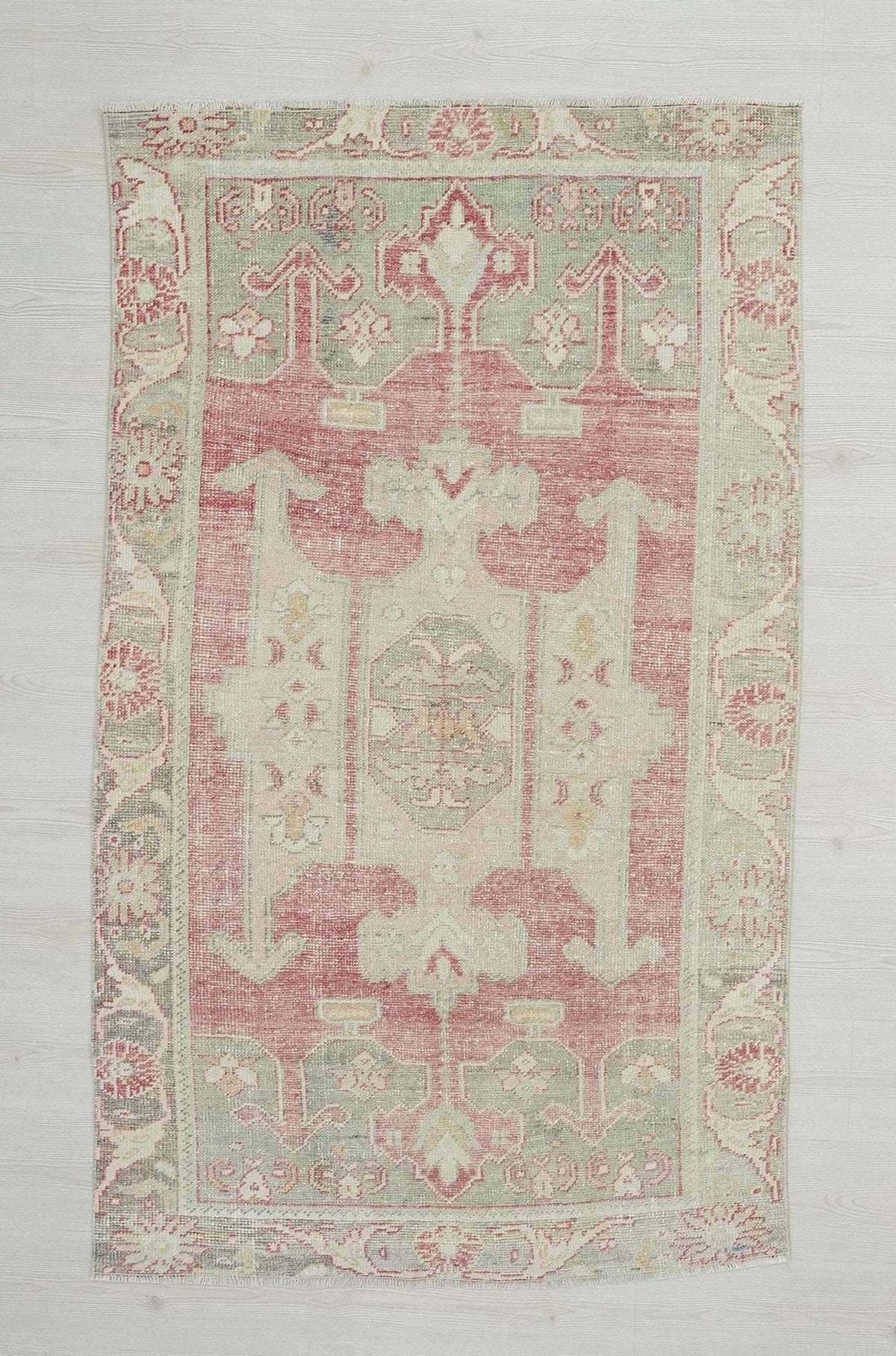 4x6 Vintage Turkish Oushak Rug: Handmade Wool, Mid-Century Modern Rugs.