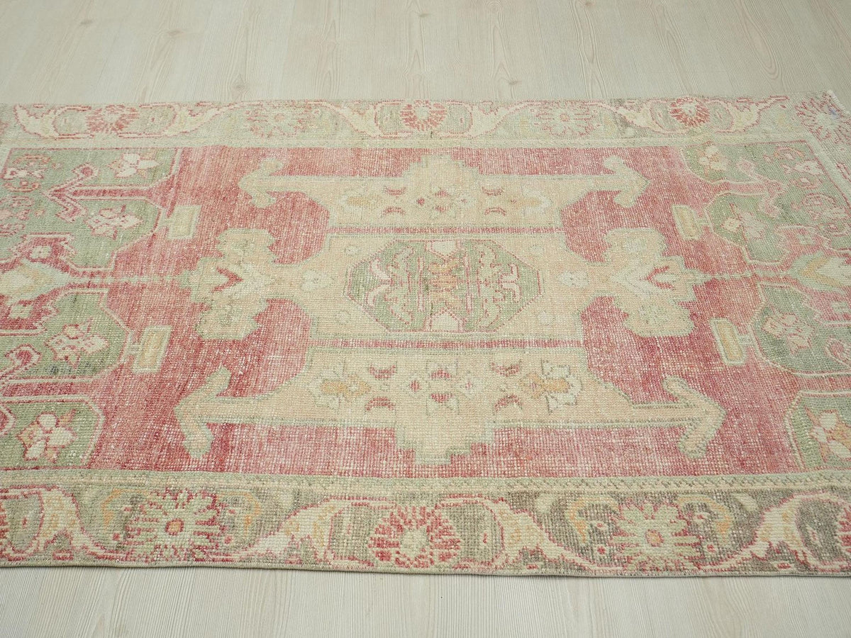4x6 Vintage Turkish Oushak Rug: Handmade Wool, Mid-Century Modern Rugs.