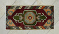 Rare Primitive Pattern Small Turkish Carpet Rug: 1.7x3.1 Feet,Wall Hanging Handmade Rugs.