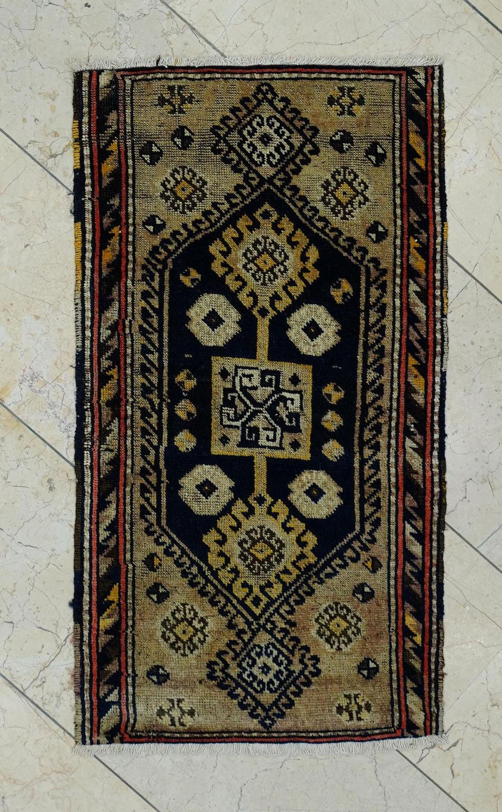 1940s Antique Kurdish Small Carpet Rug: 1.8x3.3 Feet,Wall Hanging Dowry Rugs.