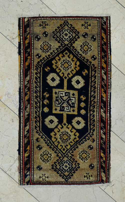 1940s Antique Kurdish Small Carpet Rug: 1.8x3.3 Feet,Wall Hanging Dowry Rugs.