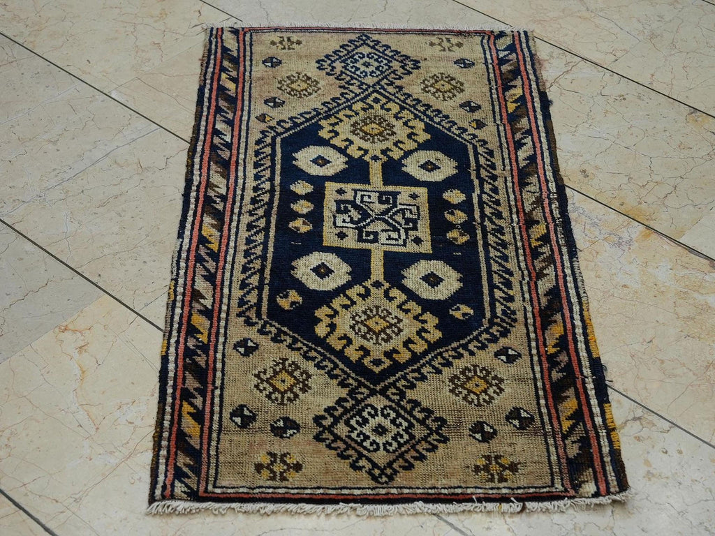 1940s Antique Kurdish Small Carpet Rug: 1.8x3.3 Feet,Wall Hanging Dowry Rugs.