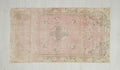 Small Salmon Pink Oushak Rug: Vintage Turkish Wool Carpet Rugs, 3,5"x6,7" Feet.