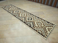 3x12 Neutral Wool Turkish Kilim Rug Runner,Flat Weave Summer Decor Rugs.