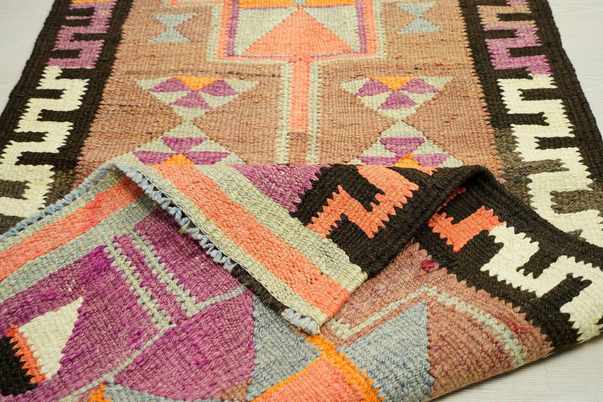 Long Kilim Rug Runner: Swedish Style Turkish Wool Rugs, 2.9x11.5 ft.