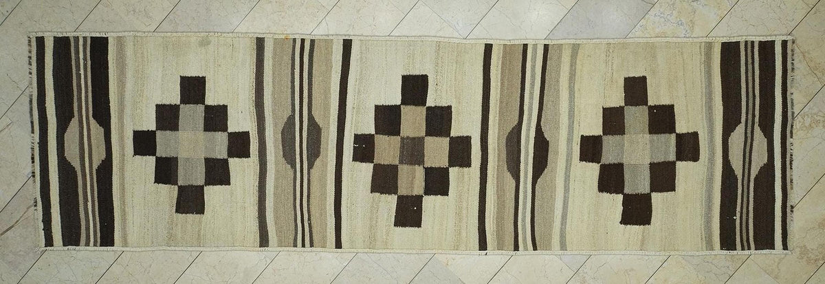 Neutral Vintage Flat Woven Kilim Rug Runner,3.5x12.5 Ft,Minimalist Winter Decor Wool Rugs