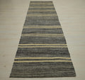 Turkish Kilim Rug Runner: Ethnic Striped Gray Rugs 2,8"x10,5" Feet.