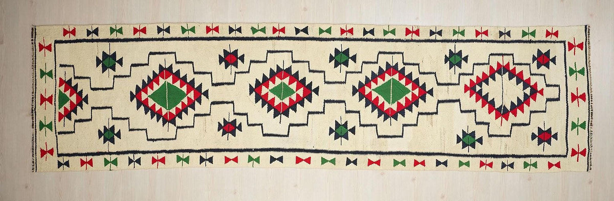 Vintage Kilim Rug Runner: 3x12 Flat Weave Wool, Tribal Hallway Decor