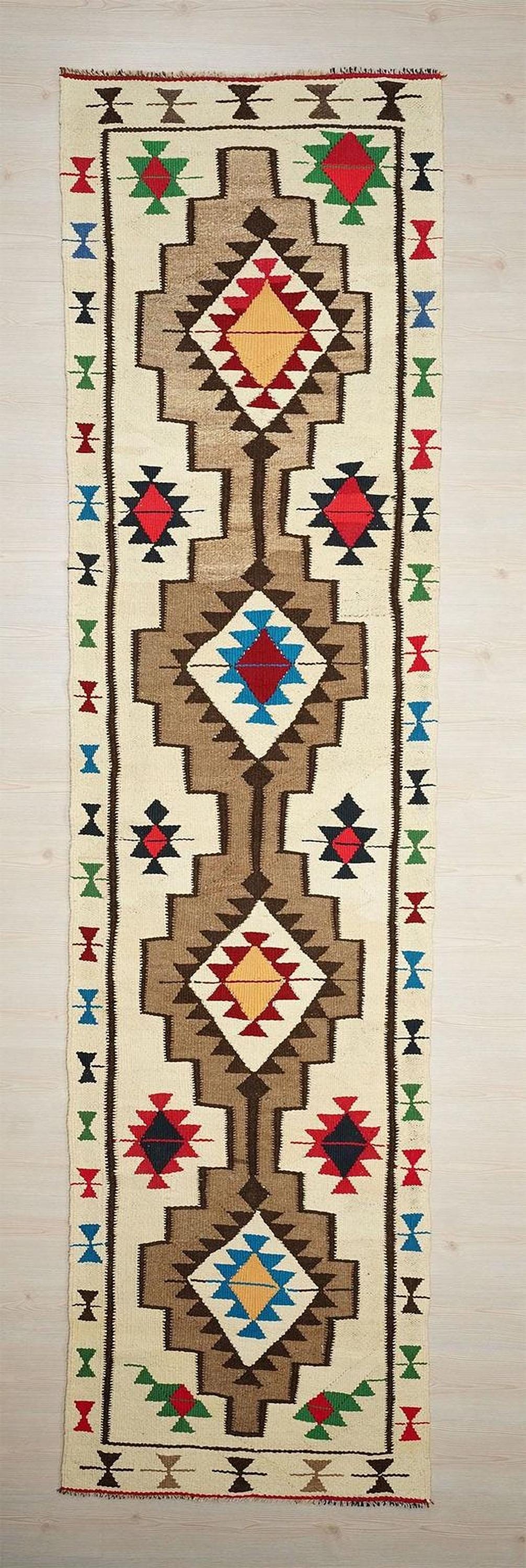 Vintage Turkish Kilim Rug Runner: 3x12 Flat Weave Wool Hallway Decor