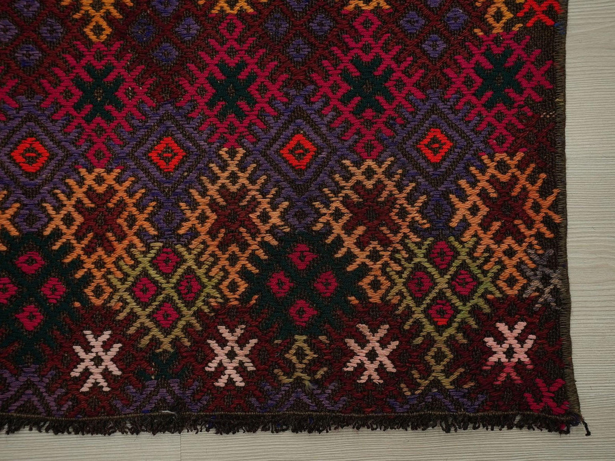 Handmade Turkish Kilim Rug Runner: Vintage Wool, 2.4" x 8.3"