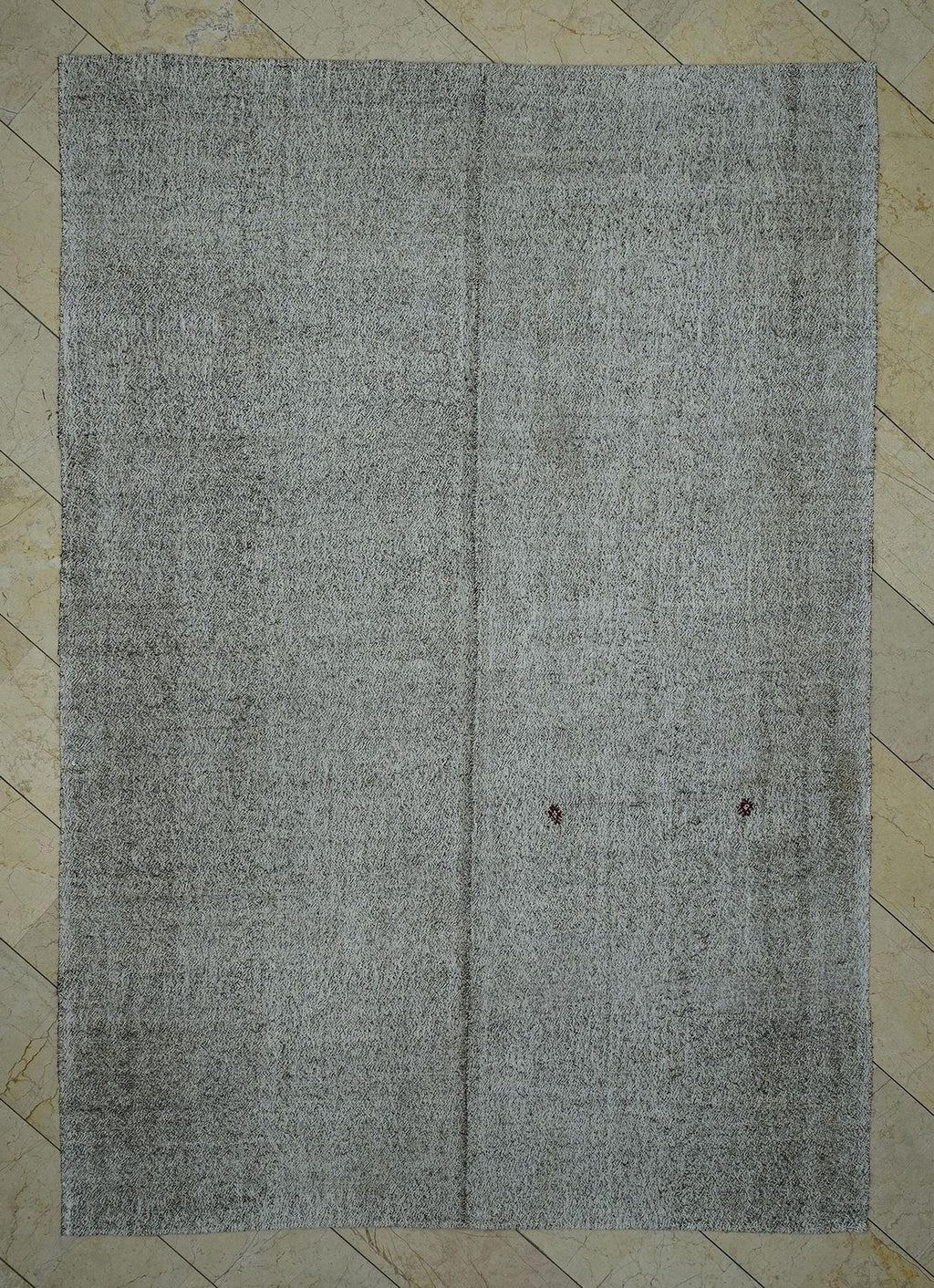 7x10 Cotton & Goat Hair Flatweave Rug: Mid Century Modern Natural Gray Turkish Kilim Rugs.
