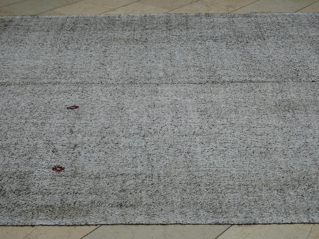 7x10 Cotton & Goat Hair Flatweave Rug: Mid Century Modern Natural Gray Turkish Kilim Rugs.