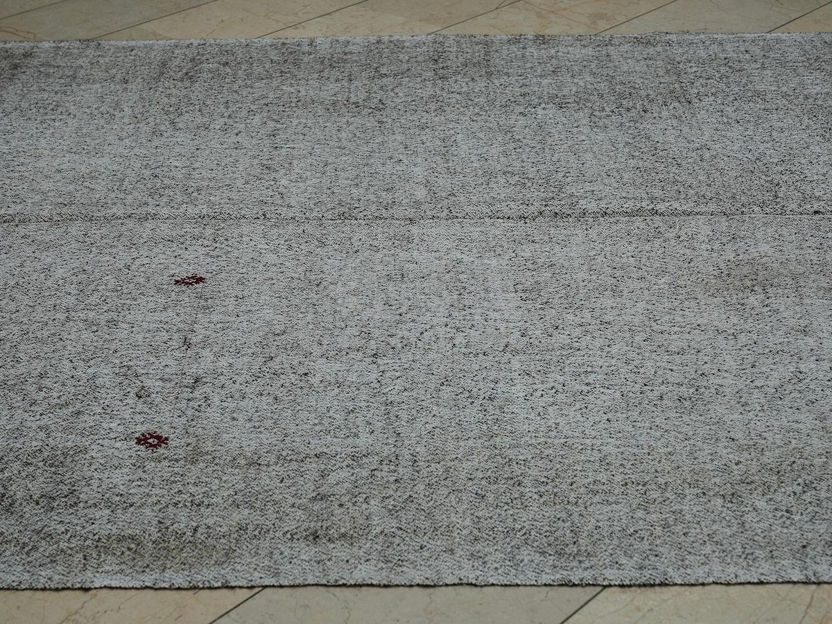 7x10 Cotton & Goat Hair Flatweave Rug: Mid Century Modern Natural Gray Turkish Kilim Rugs.